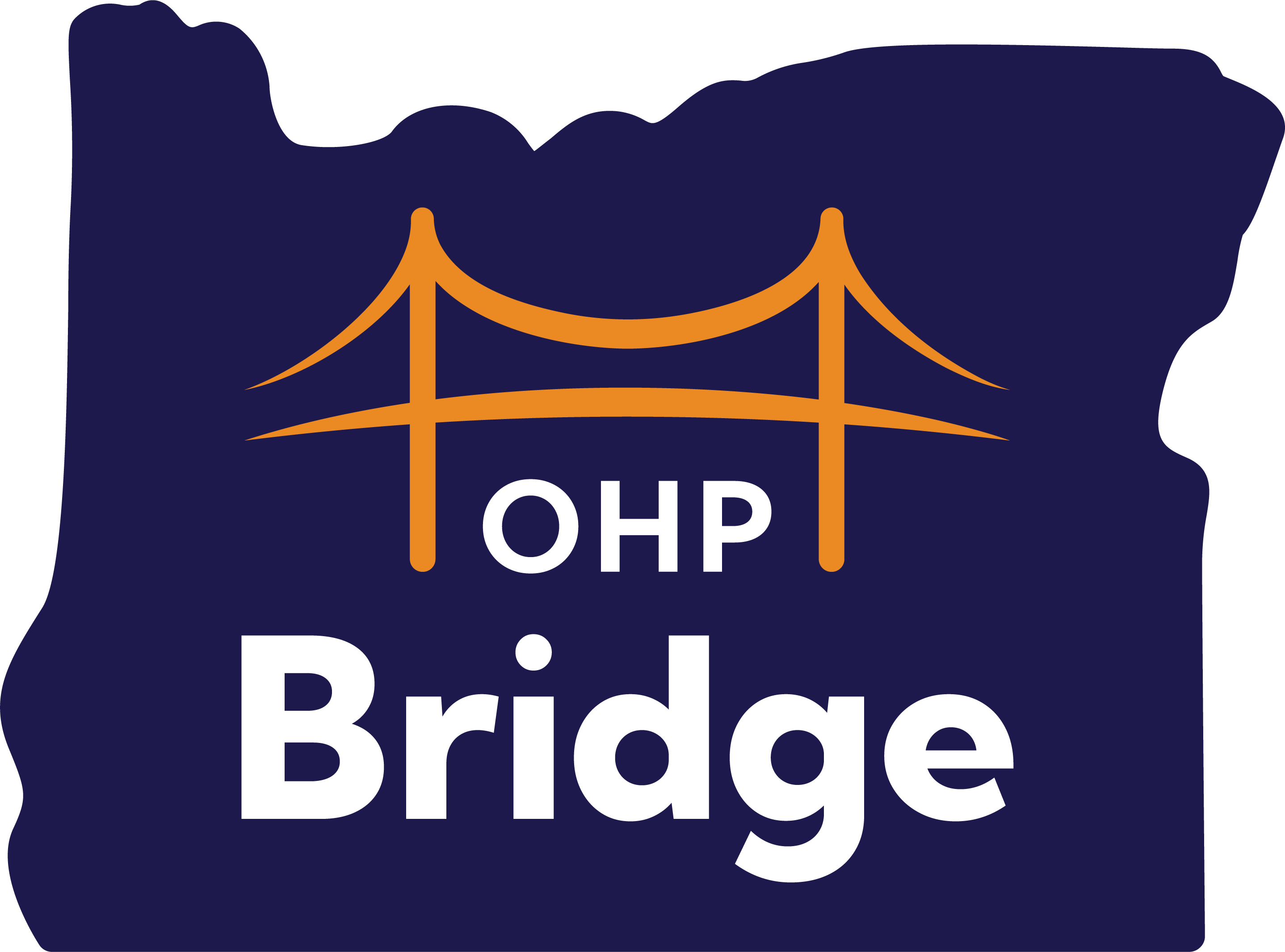 Shape of Oregon with text OHP Bridge